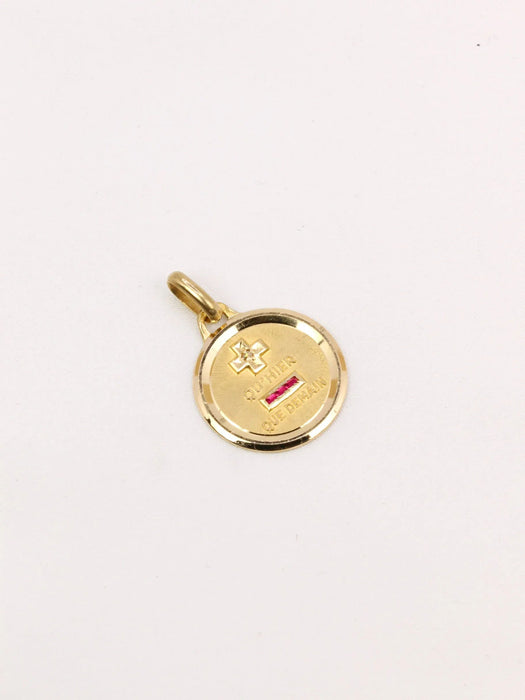 AUGIS - Round love medal yellow gold diamond ruby