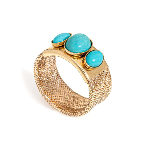 Yellow Gold Turquoise Flex Mesh Band