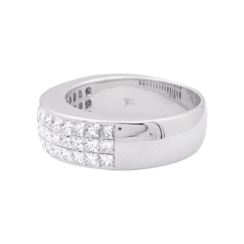Bague 53 Bague pavage or blanc, diamants princesse. 58 Facettes 33993