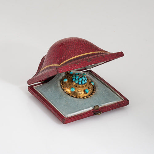 Pendentif Médaillon ancien victorien en or jaune, diamants et turquoise 58 Facettes G14149