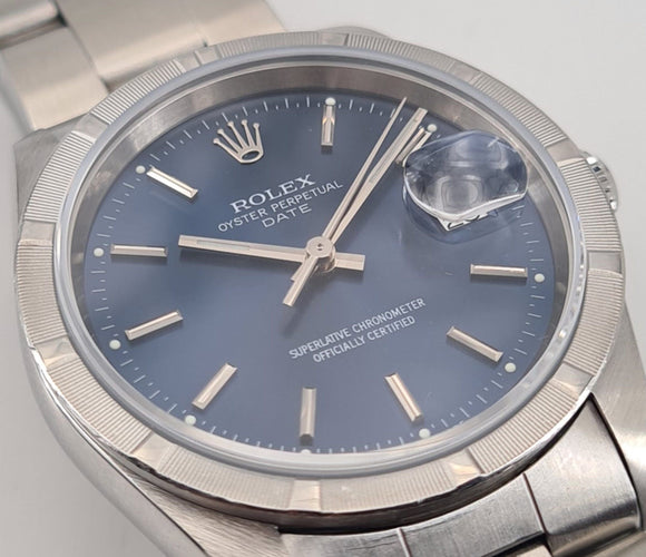 Montre ROLEX Date Cadran Bleu 58 Facettes 15210