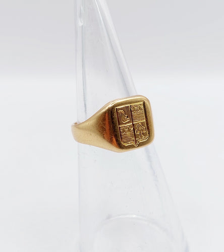 Bague 48 Chevalière antique en or armoiries française 58 Facettes A03321