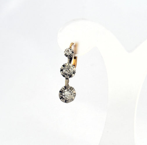 Boucles d'oreilles Boucles d’oreilles dormeuses 3 diamants or 18 carats 58 Facettes