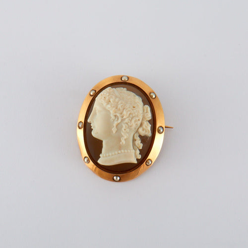Broche Broche Camée sur Agate Or Rose 58 Facettes