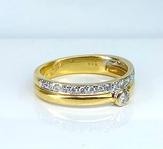 Bague 54 Bague solitaire / alliance or et diamants 58 Facettes AB637