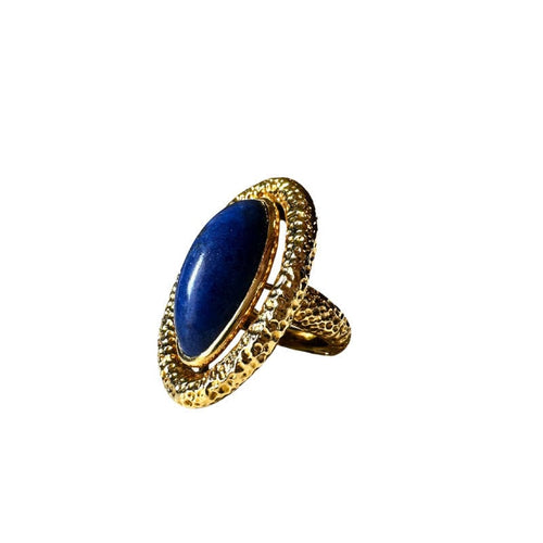 Bague 52 VAN CLEEF & ARPELS - Bague "marquise" - or jaune & lapis-lazuli 58 Facettes