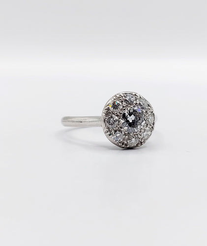 Bague 49 Bague marguerite art deco Platine et 0,65 carats diamant (circa 1940) cible 58 Facettes A06164