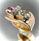Bague 52.5 Bague modèle Tank asymétrique d'époque 1930/40 3 ors rubis diamants 58 Facettes