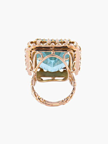 Bague Bague Ancienne Or Jaune Aigue-Marine 58 Facettes