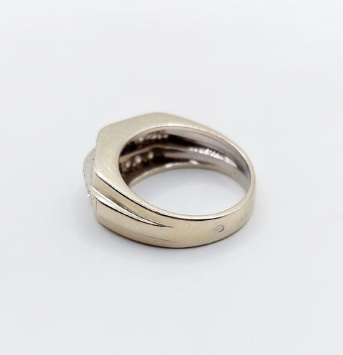 Anillo tank art déco oro blanco 18k y diamantes 