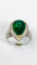 Bague 53 Bague moderne en or jaune avec émeraude naturelle en forme de poire et diamants 58 Facettes E19