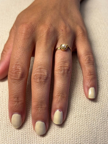 Bague 52 Bague en or jaune et perle 58 Facettes