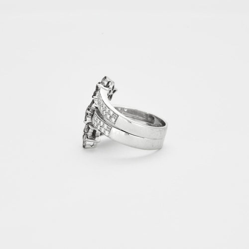 Bague 56 Bague trois joncs en or gris avec diamants 58 Facettes 240 198