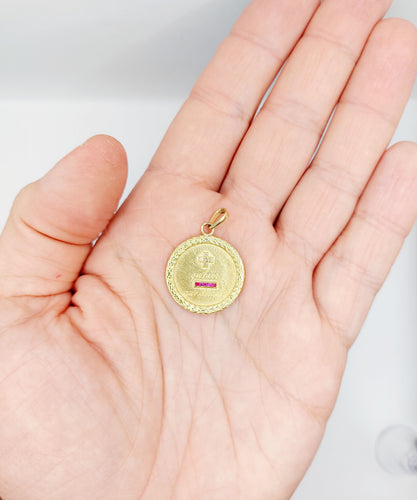 Pendentif Augis - Pendentif médaille d'amour 23 mm en or 18k, diamant et rubis 58 Facettes A06356