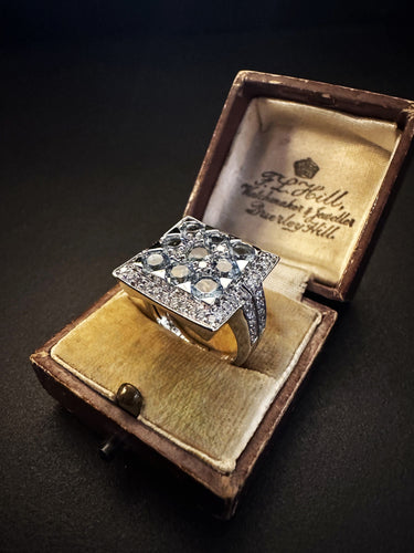 Bague 54 Bague en or blanc avec aigues-marines et diamants 58 Facettes