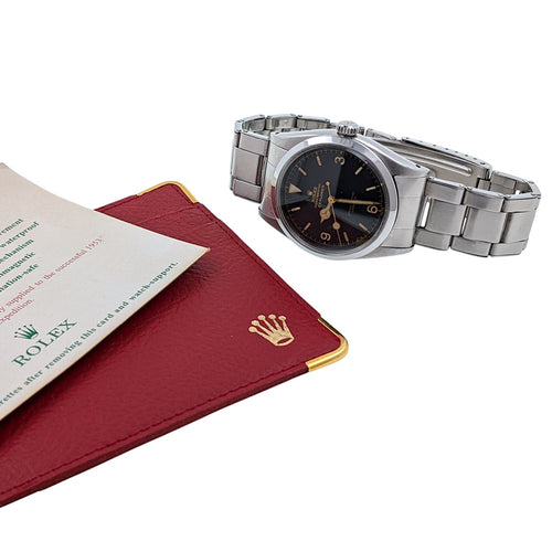 Bague Rolex Explorer 6610 Gilt Chapter Ring 1958 Stainless Steel Oyster Case Cross Crown 58 Facettes