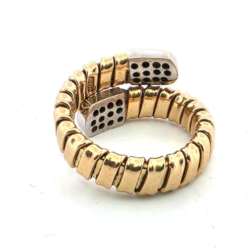 Bague 54 Bague à maillons souples en or jaune et or blanc avec diamants 58 Facettes