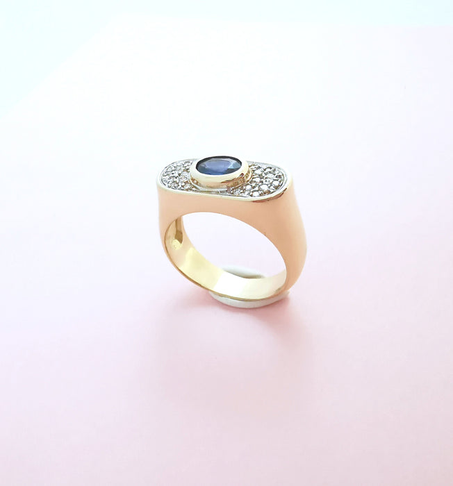 Sapphire and Diamond Ring 2 Golds
