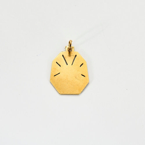 Pendentif Médaille ancienne octogonale St Christophe en or jaune et blanc 58 Facettes