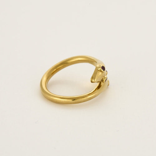 Bague 54 Bague "Serpents"  en or jaune et rubis de synthèse 58 Facettes BIA10342