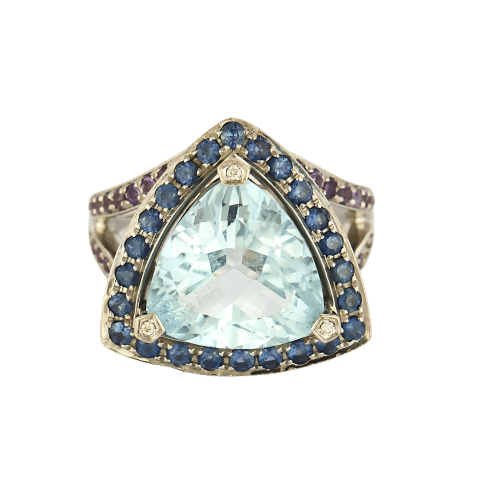 Bague 54.5 Mauboussin  Tellement Subtile pour Toi bague en or blanc, aigue marine, saphirs et améthyste 58 Facettes B250515