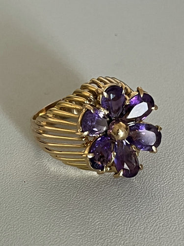 Bague 58 Bague Fils d'Or Jaune Améthystes 58 Facettes 5512