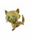 Broche Broche italienne rétro en forme de chat en or rose, blanc et jaune avec émeraudes 58 Facettes