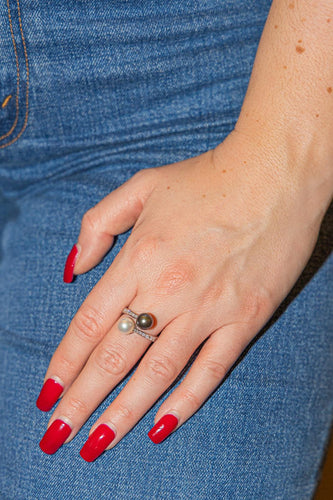 Bague 55 Bague Or blanc Perle de tahiti, Perle, Diamant 58 Facettes 2819765CN