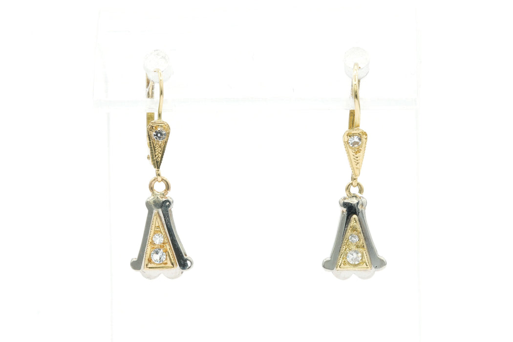 Boucles d'oreilles Boucles d'oreilles Art Déco en or jaune et blanc serties de diamants 58 Facettes B427