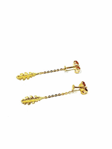 Boucles d'oreilles Paire de boucle d'oreille pendants feuilles en or 58 Facettes 3483