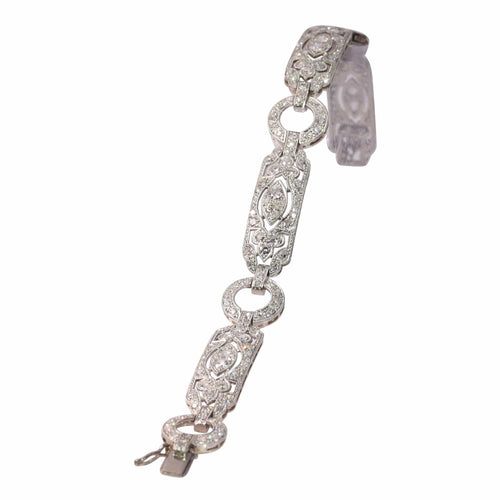 Bracelet Bracelet Art déco en diamants, vers 1920 – Géométrie en platine avec éclat de 6,00 ct 58 Facettes 25161-0031