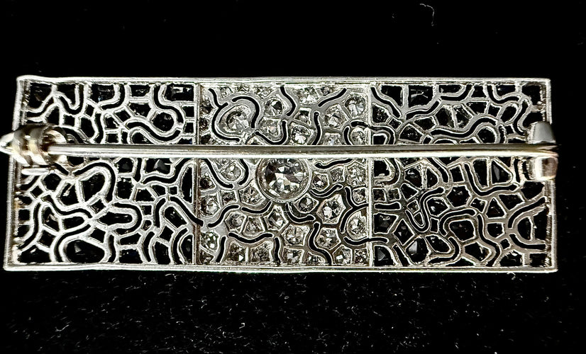 Broche Broche Art Déco en platine sertie de saphirs et diamants 58 Facettes