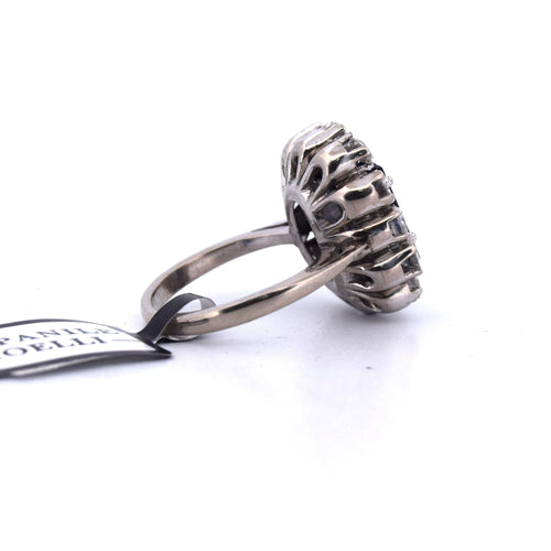 Bague 49 ART DÉCO' - OR BLANC AVEC SAPHIR ET DIAMANTS 58 Facettes