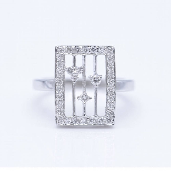 Bague 54 Bague Pentagramme en or blanc et diamants 58 Facettes N102874LF