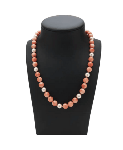 Collier Or jaune Perle corail Nacre