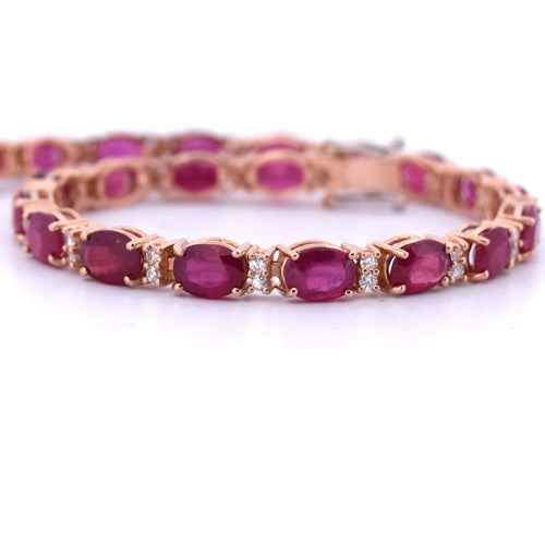 Bracelet BRACELET TENNIS EN OR JAUNE AVEC RUBIS ET DIAMANTS 58 Facettes