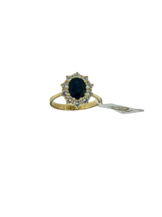 Yellow gold sapphire and diamond cocktail ring