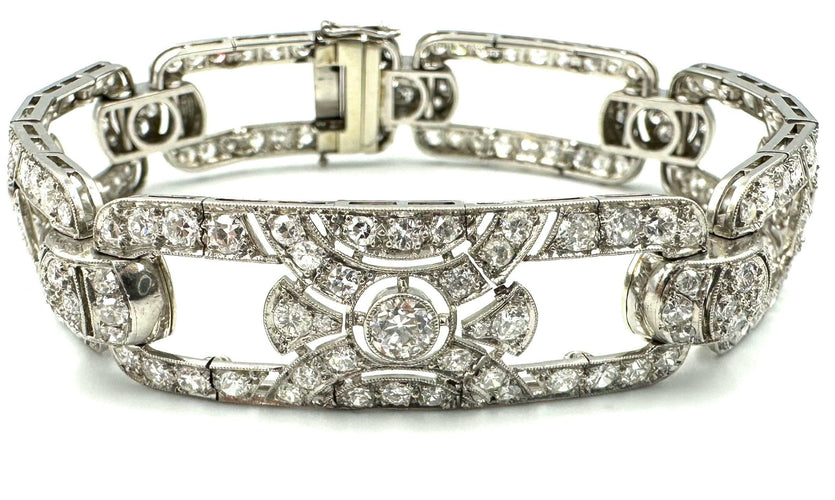Bracelet Bracelet Art-Déco platine et diamants (9.4ct) 58 Facettes
