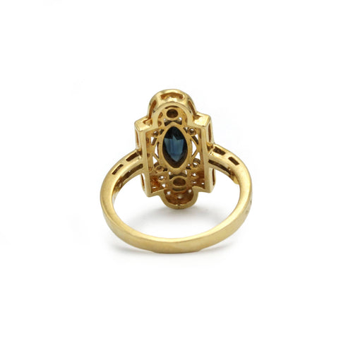 Bague 58 Bague Marquise - Or jaune, Diamants & Saphir 58 Facettes 250462R