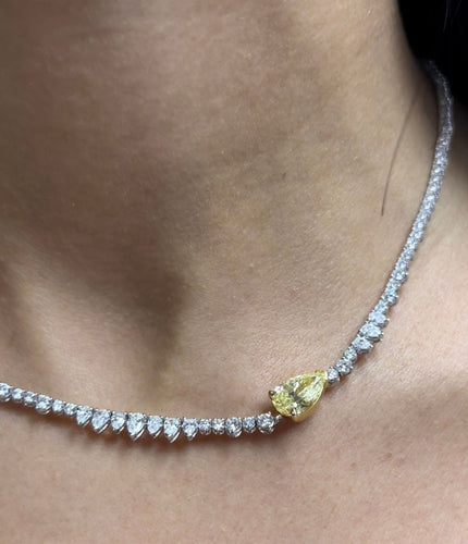 Collier Collier tennis diamant jaune 58 Facettes 385