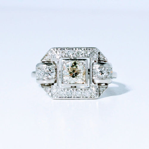 Bague 57 Bague Art-Déco Or blanc Platine et Diamants 0.50 ct 58 Facettes 240 370