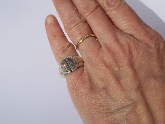 Bague 49 CHRISTOFLE - bague ‘Variations’ 1986 or jaune, argent, aigue marine 58 Facettes