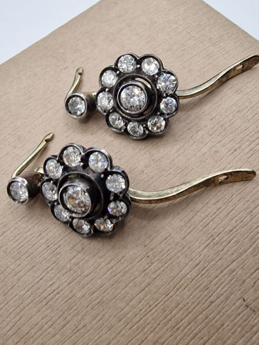 Boucles d'oreilles Boucles d'oreilles antiques en or, argent et diamants taille ancienne 58 Facettes