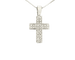 Collana in oro bianco 18 kt con ciondolo croce e diamanti Ct 0,32 58 Facettes 10649