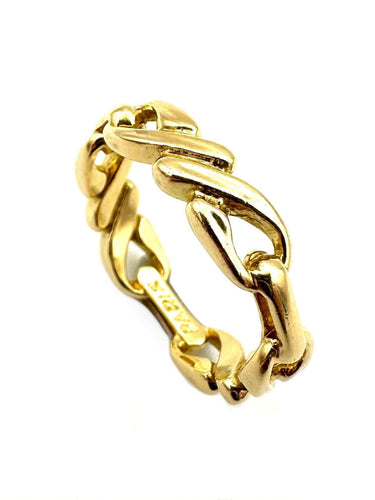 Bague 57 HERMES. Bague vintage or jaune 18K 58 Facettes