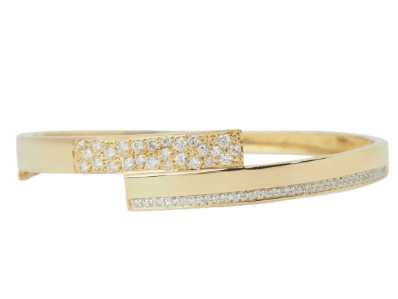 Bracelet Bracelet Jonc plat ouvrant or jaune et diamants 58 Facettes 33362