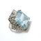 Bague 53 Bague de style Art déco en platine avec aigue-marine centrale et diamants 58 Facettes 50343