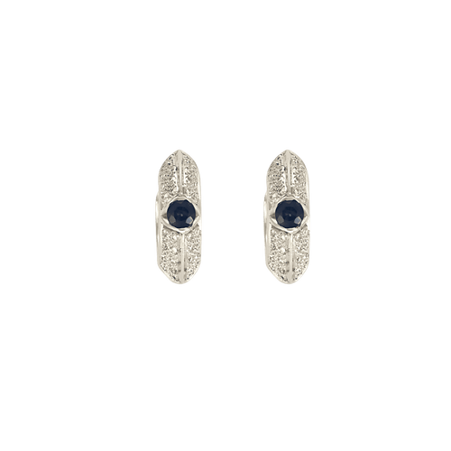 Boucles d'oreilles Boucles d'oreilles créoles or blanc, diamants, saphirs 58 Facettes BO/250014/