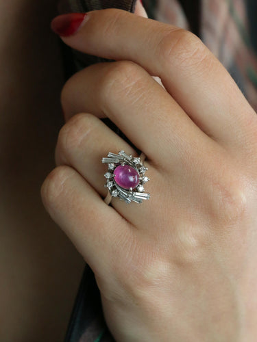 Bague 49.5 Bague marguerite rubis étoilé diamants 58 Facettes 1131.2
