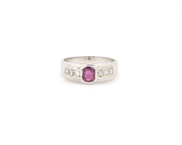 Bague Bague rubis et diamants en or blanc 58 Facettes